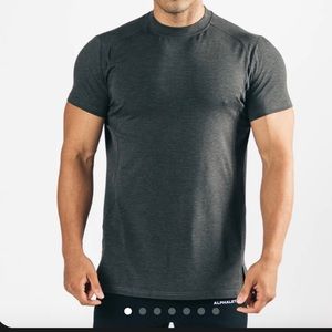 Alphalete Stepped Hem SS Top (Grey and White)